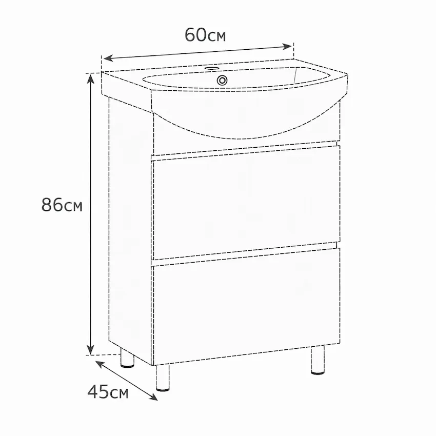 Біла тумба для ванної TOFT-XO RJ